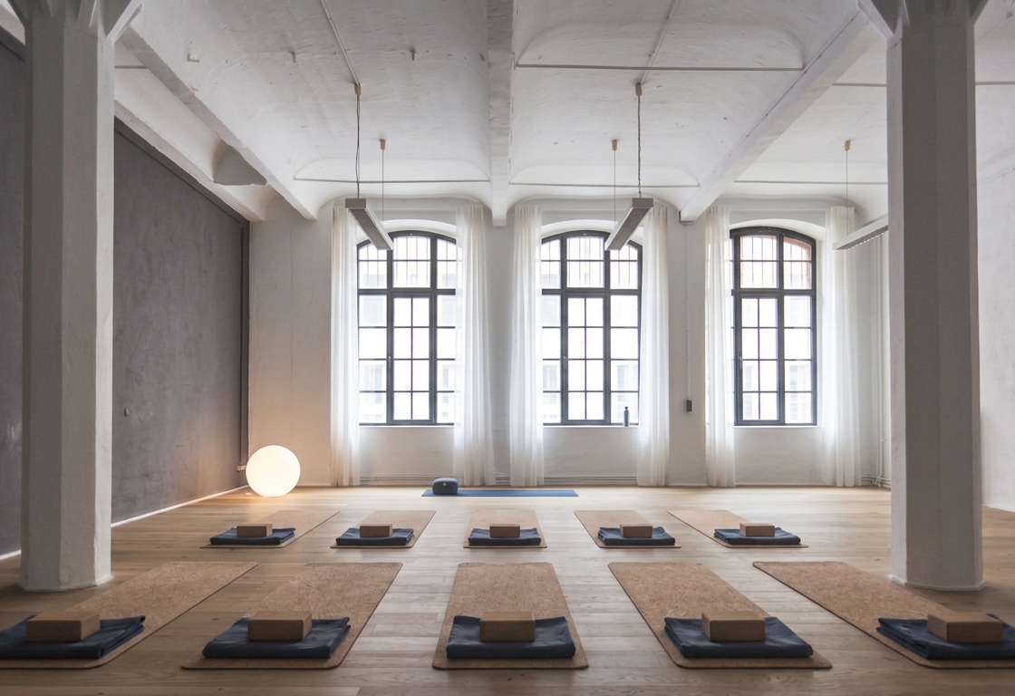 Yoga-Studio mit Korkmatten